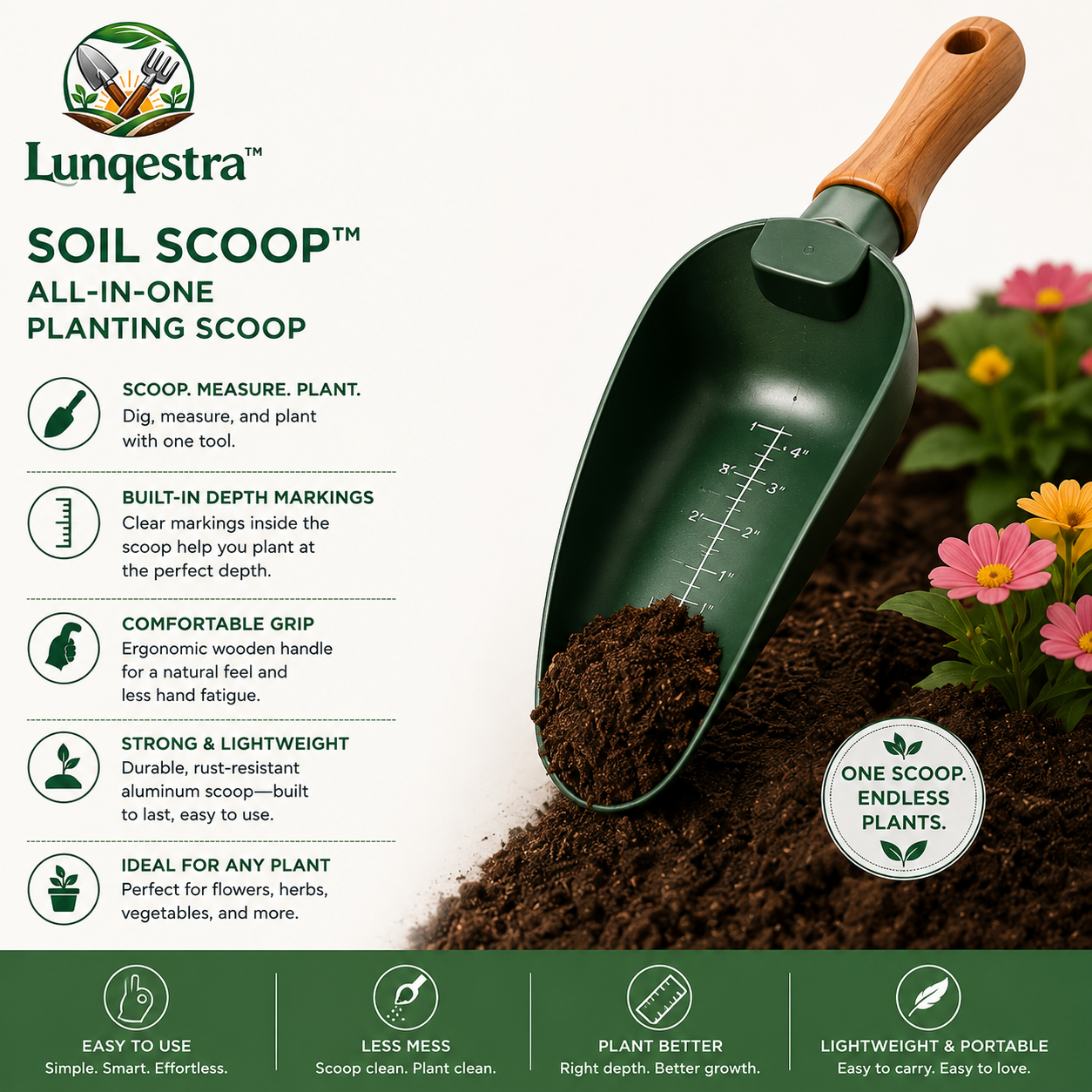 🌿 Lungestra™ Soil Scoop – All-In-One Planting Scoop Tool